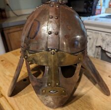 Vintage Medieval Sutton Hoo Helmet Solid Steel & Brass Metal Full Size picture