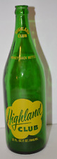 Highland Club Beverage Co Ludlow Mass Vintage ACL Soda Bottle Green Yellow 1 Qt picture