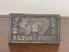 Vintage Cast Iron Bacon Press With Wood Handle  picture