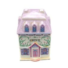 VTG Lenox Spice Village Fine Porcelain 1989 CHIVE Spice Jar House Lid Roof FLAW picture