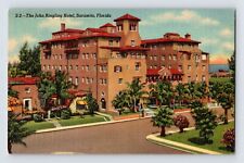 Postcard Florida Sarasota FL Ringling Hotel 1952 PostedLinen picture