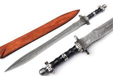 Viking, Sword Battle Ready, Custom Handmade Damascus Steel 32 Inches With Sheath picture