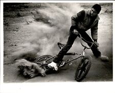 LAE3 1982 Original Garry A. Watson Photo SO-CAL BMX BIKER BRAKE SLIDE DIRT TRACK picture
