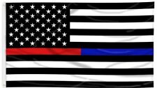 Thin Blue Line and Thin Red Line Dual American Flag 3 x 5 ft with Grommets 100D picture