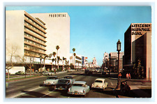 Postcard CA Los Angeles Miracle Mile Street View Wilshire Blvd Classic Cars picture