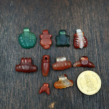 10 Antique Middle Eastern Mix Carnelian Agate & Jasper Amulet Beads picture