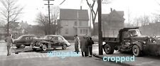Old Photo Car Crash Accident 1940s Packard Clipper Truck Ford NEGATIVE Vintage picture