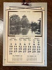 Vintage 1937 Wall Calendar Beautiful Japan Complete 12 Months picture