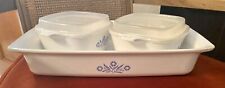 Corning Ware Set of 3 Dish Sets Baker, 1 3/4 QT, 24 OZ) White with Blue Flowers picture