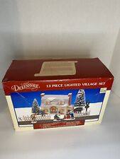 Lemax 13 Piece Lighted Village Set w/ Building, Figurines, Trees and Fence   picture