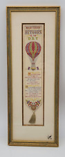 Antique T Stevens British Hot Air Balloon Silk Ribbon 1874 Happy Returns Framed picture