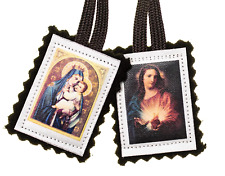 St Carmel Wool Scapular - Made by Carmelite Nuns (Brown Cord - 23 In) picture