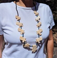 Zuni Fetish Necklace Bald Eagle Native American Jewelry NA Hand Carved Bone picture