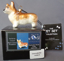 Corgi Dog Ornament Joy to the World Pet Set Pembroke Welsh Hand Made Poland picture