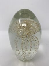 Paperweight Art Glass Clear with Gold Jellyfish Handmade Beautiful picture