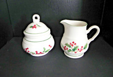 Sango White Christmas  Sugar Bowl with Lid and matching Creamer picture