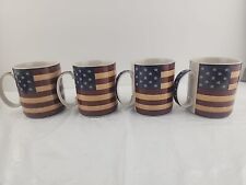 VTG Coventry Liberty  Stoneware Mugs Cups Patriotic American Flag Set of 4 picture