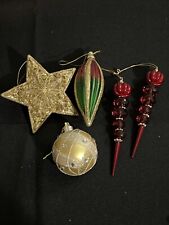 LOT of 5 Vintage Look Christmas Holiday Ornaments - Star, Ball, Beaded, Sphere picture