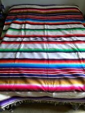 Vtg Native American Southwest Mexican Colorful Serape Wool Blanket Throw 62x82 picture