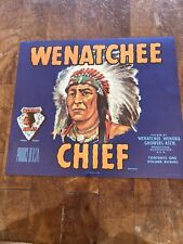Vintage Wenatchee Chief Fruit Label Wenoka Apples Copyright 1948 picture