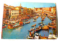 1983 Postcard VENICE Rialto Bridge Grand Canal Gondola Parade Railway Cancel picture