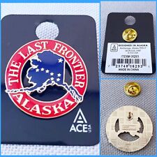NEW ALASKA State Outline Gold Tone The Last Frontier Lapel Pin Souvenir On Card picture
