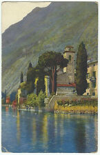 Lake Lugano Switzerland, Vintage Postcard, Oria View-Painting picture