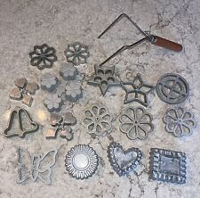 Vintage Swedish Double Rosette and Timbale Iron 16 Molds Holiday Baking Treats picture