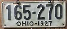 1927 Ohio License Plate Tag 100% All Original Paint #  165270 6x14 DMV Clear OH picture
