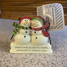 Blossom Bucket Snowmen “Good friends are like snowflakes…” Christmas Figurine picture