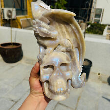 7.63LB Natural Blue Moonstone Quartz Crystal Hand Carved Skull Healing picture