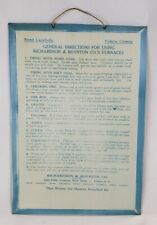 Vintage Antique Richardson & Boynton Coal Advertising Furnace Old Metal Tin Sign picture