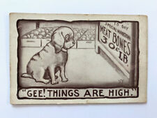 Vintage Postcard, GEE THINGS ARE HIGH. Puppy Dog, Divided,  c1910 H.I.R. signed picture