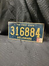 Delaware License Plate 1972 Tab Riveted Numbers # 316884 Expired 1972 picture