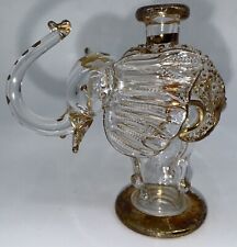 Mini Sculptured Egyptian Glass Elephant Perfume Bottle With Gold Trim:No Stopper picture