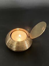Brass Ribbed  Travel Tealight Candle Holder Made In India picture