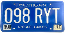 Michigan 1987 Auto License Plate Vintage Man Cave 098 RYT Wall  Decor Collector picture