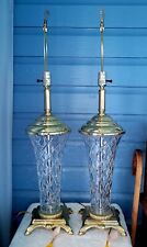 Pair of Fine Cut Glass Brass Cut Table Lamps  picture