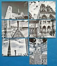 Set of 6 Stunning B&W New Glossy Postcards, NOTRE DAME Cathedral Church Paris picture