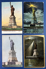 4 Nice Statue of Liberty Antique Patriotic Postcards. Day & Night Scenes.1 Gold picture