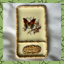 Butterfly Trinket Dish Tray Treasure Craft USA Ceramic Souvenir WY Boho picture