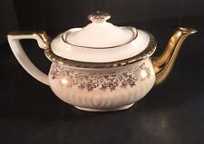 Vintage Gibson England Teapot White With Gold Flower Accents & Trim, Beautiful picture