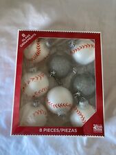 5 Glass Sports Christmas 8 Ornaments Baseball and 2 silver Ornaments picture