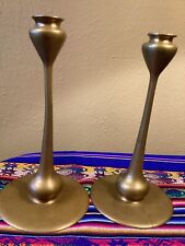Antique “Kappa” Brass Candlesticks Pair-Jarvie Style Mission Arts Crafts picture