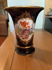 MEISSEN HAND PAINTED FLORAL COBALT & GOLD 5.5IN VASE MADE IN GERMANY picture