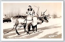 Postcard RPPC Alaska Eskimo Reindeer Team c1950s w Car - Griffins picture