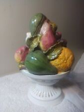 Vtg Majolica Porcelain Topiary Fruit Centerpiece Pedestal Mkd Italy & No. LOOK picture