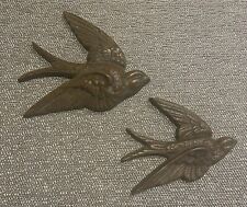 Set of 2 Vintage Burwood Plastic Faux Wood Swallow Birds Wall Hangings MCM picture