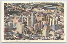 Linen~Air View Business District @ Houston Texas~Vintage Postcard picture