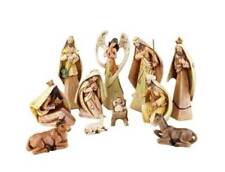 Nativity Set 9 inch Driftwood Style 11pc Wood Carved Look Donkey Cow Sheep picture